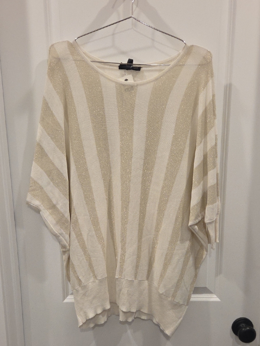 Lane Bryant Cream Sweater with Gold Metallic Stripes 18/20